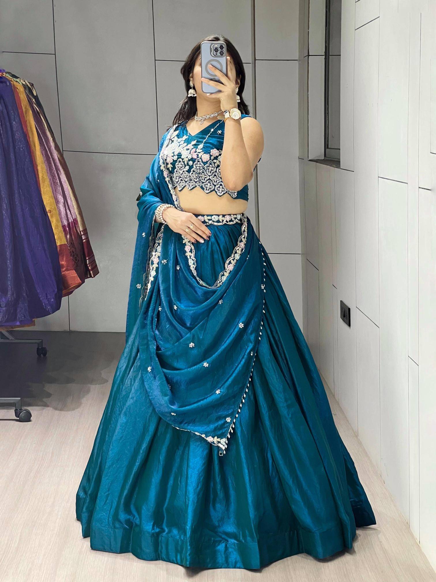GRTN 8125 TEALBLU Fendy Affordable lehenga choli for wedding season